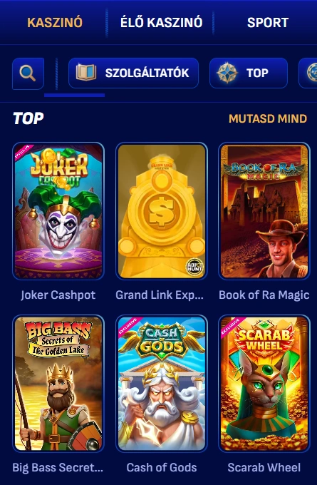 Wonaco Casino mobil játékok